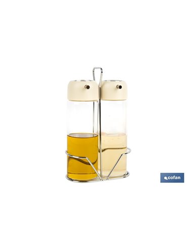 SET DE ACEITERA Y VINAGRERA  GAMA LAUREL COLOR BEIGE
