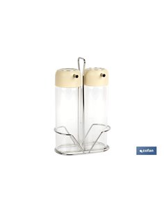 SET DE ACEITERA Y VINAGRERA  GAMA LAUREL COLOR BEIGE 2