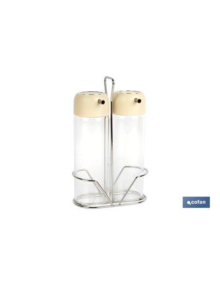 SET DE ACEITERA Y VINAGRERA  GAMA LAUREL COLOR BEIGE