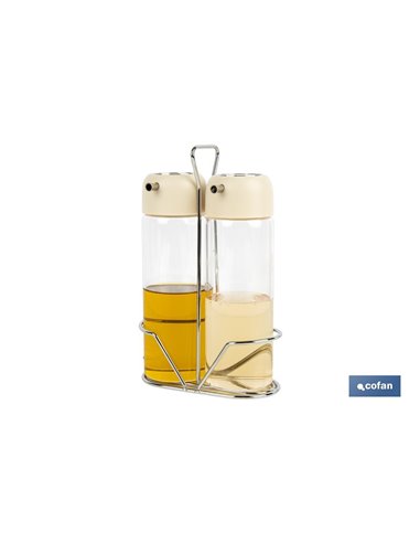 SET DE ACEITERA Y VINAGRERA  GAMA LAUREL COLOR BEIGE