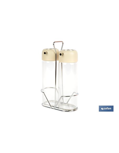 SET DE ACEITERA Y VINAGRERA  GAMA LAUREL COLOR BEIGE