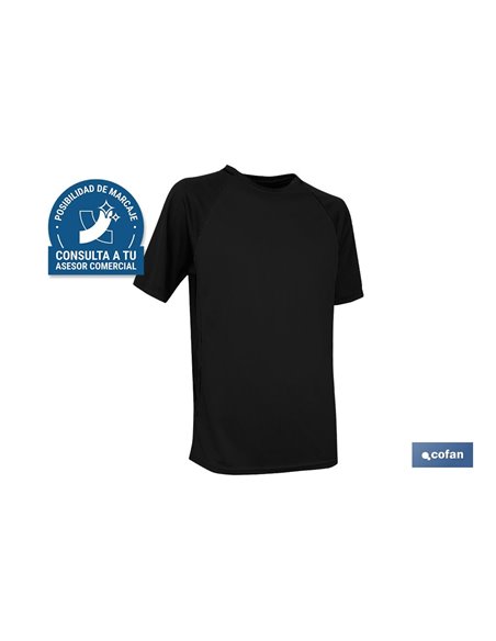 CAMISETA TRANSPIRABLE MODELO PILOTE NEGRA 160 g/m2 TALLA-M