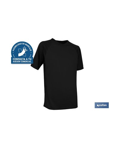 CAMISETA TRANSPIRABLE MODELO PILOTE NEGRA 160 g/m2 TALLA-S