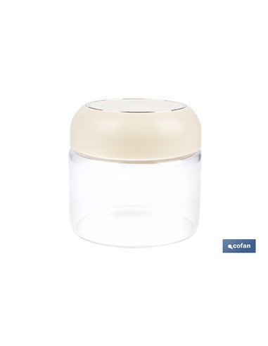 BOTE DE VIDRIO BOROSILICATO TAPA BEIGE GAMA LAUREL 400 ML