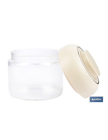 BOTE DE VIDRIO BOROSILICATO TAPA BEIGE GAMA LAUREL 400 ML
