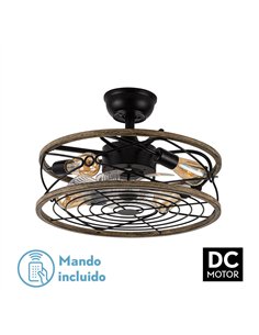 Ventilador DC 4xe27 Arcadia Negro 8 Aspas Transparentes 31/40x50x50cm 6 Velocidades C/remoto Y Temporizador