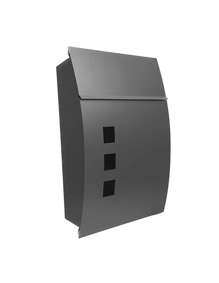 Buzon De Correo Mate Acero Galvanizado Gris 45x31x10 Cm De Diseño Antilluvia, Cerradura Cilindrica