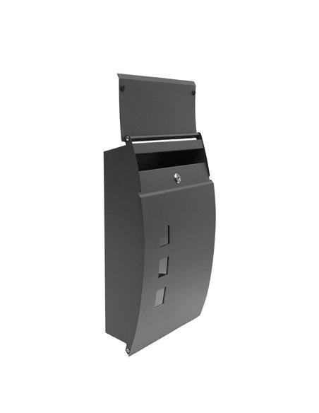 Buzon De Correo Mate Acero Galvanizado Gris 45x31x10 Cm De Diseño Antilluvia, Cerradura Cilindrica