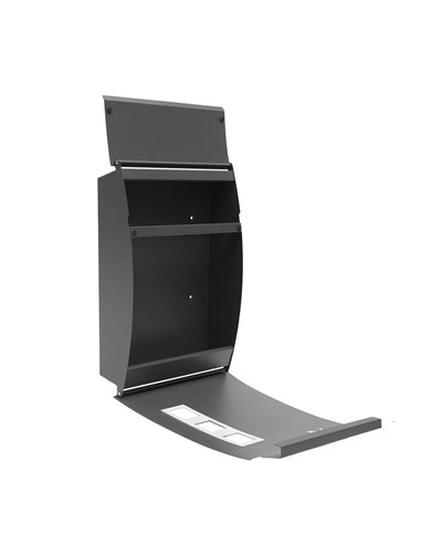 Buzon De Correo Mate Acero Galvanizado Gris 45x31x10 Cm De Diseño Antilluvia, Cerradura Cilindrica