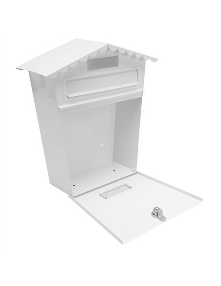 Buzon De Correo Frida Acero Galvanizado Blanco 36x32x10 Cm Tejado Antilluvia, Ventana Visualizacion