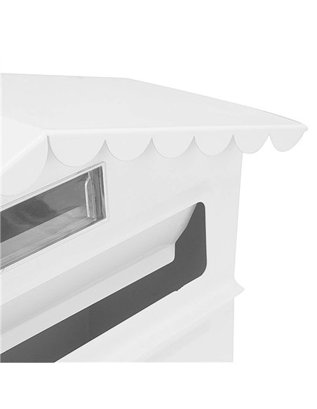 Buzon De Correo Frida Acero Galvanizado Blanco 36x32x10 Cm Tejado Antilluvia, Ventana Visualizacion
