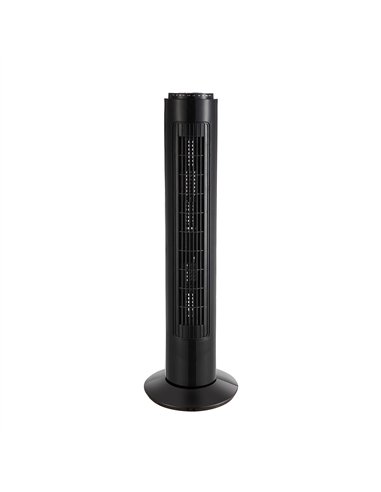 Ventilador De Torre Picaro Negro 3vel 50w C/remoto Temporizador,fijo Y Rotatorio 74x22x22cm