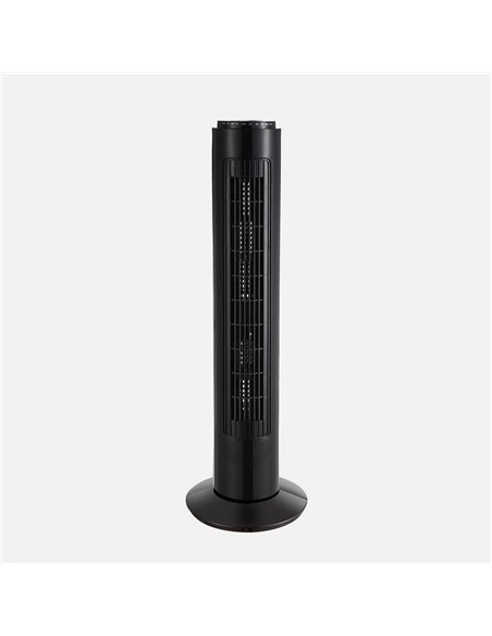 Ventilador De Torre Picaro Negro 3vel 50w C/remoto Temporizador,fijo Y Rotatorio 74x22x22cm