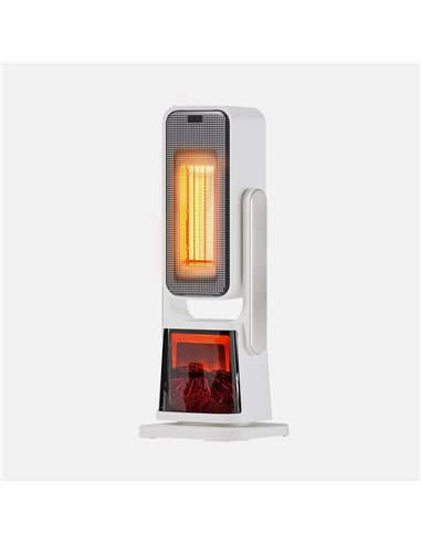 Termovent. Torre Ceramico Ptc 2000w Simoneta Blanco/negro 2potencias  4func.termost.seg.remoto Y Display 58x22x22cm