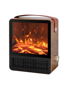 Termov.ceramico Ptc Caleta 1500w Marron 2pot Efecto Llama Protecc.sobrec. 30,4x25x14,4cm
