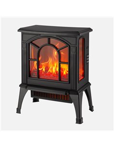 Termov.ceramico Ptc Abadia 1500w Negro 2potencias Efecto Chimenea Termost.protecc.46x36x20cm