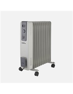 Radiador Aceite Acebuche 2500w Gris 3pot.11elementos, Antivuelco.termost.ajustsble.protección.seguridad 54,5x44x24cm