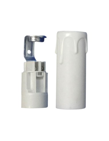 Douille + cache bougie E14 26x65mm blanc GSC 2203325