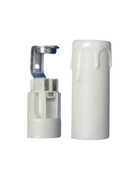 Douille + cache bougie E14 26x65mm blanc GSC 2203325