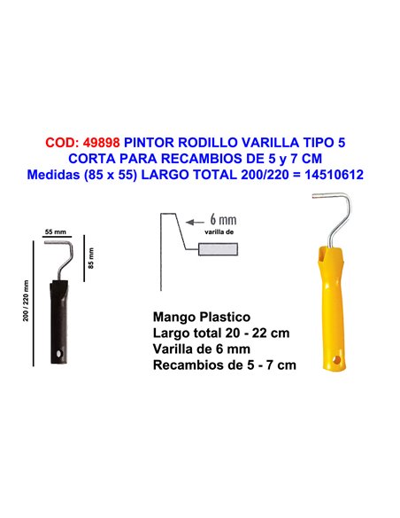 PINTOR MANGO VARILLA RODILLO CORTA 5(85x  55)LARGO 22014510612