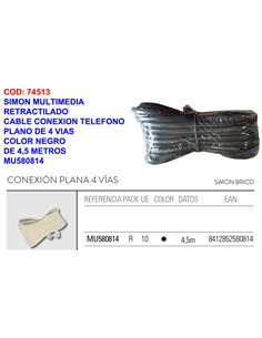 SIMON FINSTOC MULTIMEDIA CABLE TELEF.CONEX-PLANA4,5 MTMU580814
