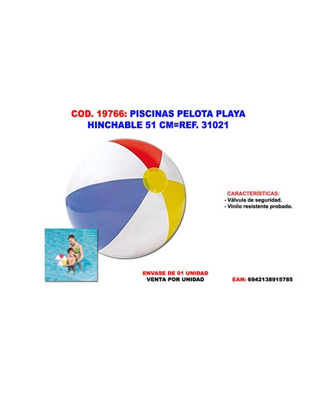 PISCINAS PELOTA PISCINA PLAYA HINCHABLE COLORES 51 CM31021