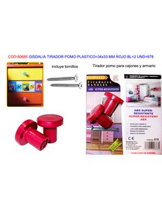 GISDALIA FINSTOCK TIRADOR POMO PLAST34x33 MM ROJO BL2 UND878