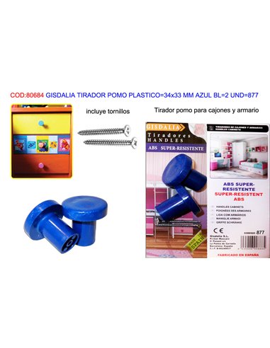 GISDALIA FINSTOCK TIRADOR POMO PLAS34x33 MM AZUL BL2UND877