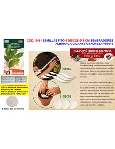 SEMILLAS FINSTOCK  FITO 5 DISCO DE 8 CM SEMBRAR ALBAHACA  09419