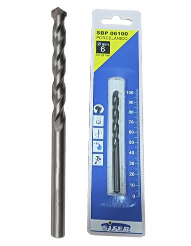 SIFER BROCA PORCELANICO 6 X 100 BLISTERSBP06100