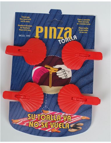 PLAYA PINCHO SET 4 PINZAS SUJETA TOALLA PLASTICO 400432P