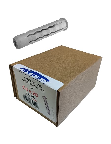 SIFER TACO NYLON SX 4 EXPANSIONES GL 5X25 CAJA 200 UND TGX0525