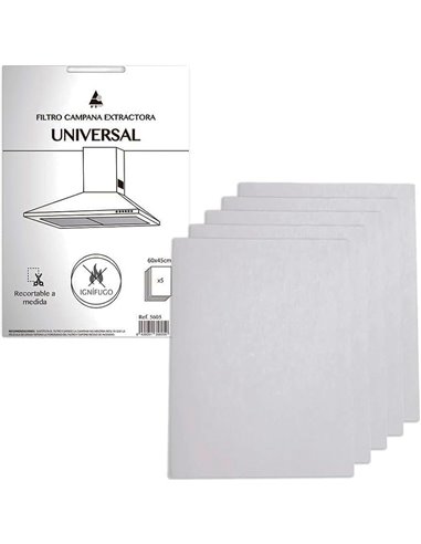 FILTRO PAPEL CAMPANA EXTRACTORA UNIVERSAL  5 U 60X45 CM 5605