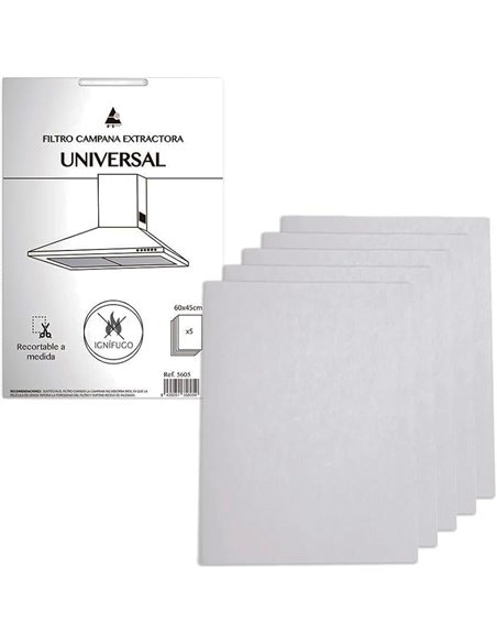 FILTRO PAPEL CAMPANA EXTRACTORA UNIVERSAL  5 U 60X45 CM 5605