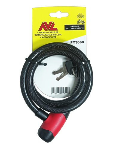 AVL CANDADO CABLE 5,5 MM DE CUBIERTA CON LLAVE SERRETAPY3060