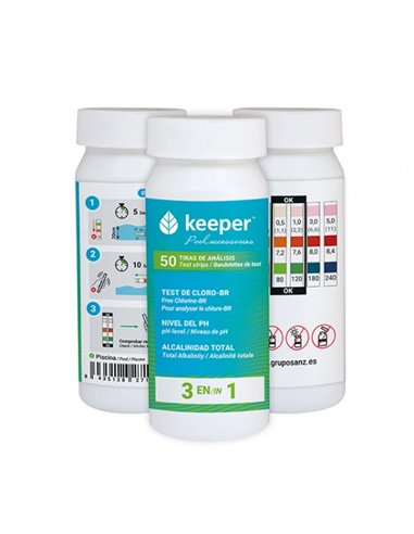 KEEPER BOTE 50 TIRAS ANALISIS MEDIDOR CLORO/PH/ALK7107