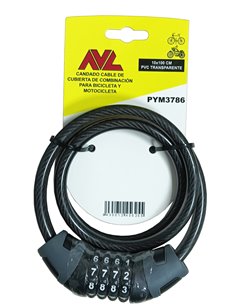 AVL CANDADO CABLE CUBIERTA COMBINACION 4,5 MM 4 DIGITOSPYM3786