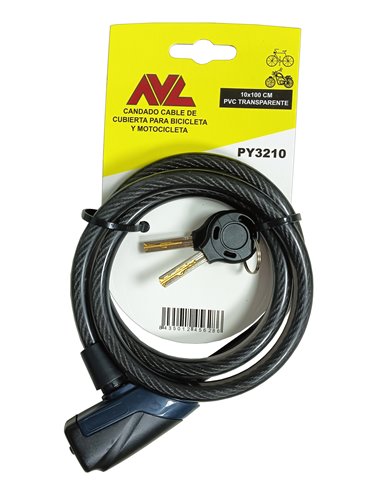 AVL CANDADO CABLE 4,5 MM DE CUBIERTA CON LLAVE DE PUNTOSPY3210