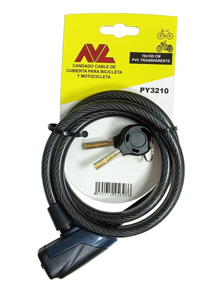 AVL CANDADO CABLE 4,5 MM DE CUBIERTA CON LLAVE DE PUNTOSPY3210