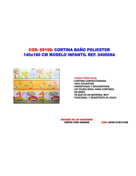 CORTINA FINSTOCK BA�O POLY. 140 X 180 INFANTIL 040008A