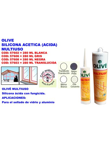 OLIVE SILICONA ACETICA (ACIDA) S-11 MULTIUSOS TRANSLUCIDA 280 ML