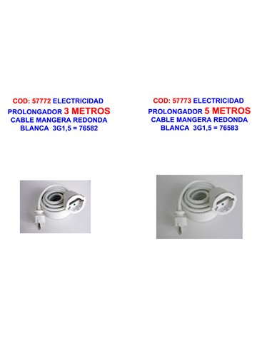 ELECTRICIDAD PROLONGADOR 3 MTS CABLE MANGERA REDONDA 3G1,576582