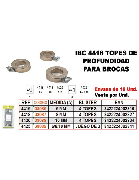 IBC finstock 4-420 4 TOPES PROFUNDIDAD BROCA 10