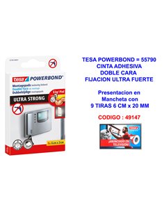 TESA FINST POWERBOND CINTA ADH.DOBLE CARA 9TIRAS 6 CMx20MM55790