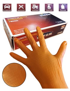 GUANTE SIFER NITRILO 7 MICRAS/8.5GR DIAMANTADO NARANJA C/50U T-M