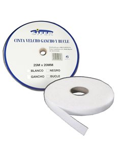 SIFER CINTA VELCRO ADHESIVA HEMBRA/BUCLE BLANCA 25MX20MM