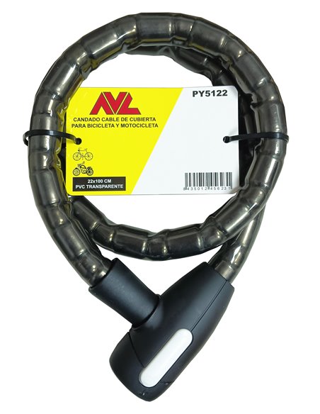 AVL CANDADO CABLE DE CUBIERTA 22x100 CM CON LLAVE SERRETAPY5122