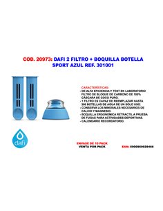 DAFI FINSTOCK  2 FILTRO + BOQUILLA BOTELLA SPORT AZUL 301001