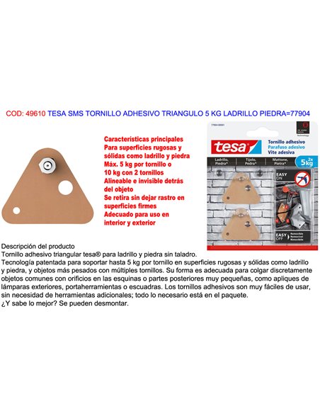 TESA FINSTOCK SMS TORNILLO ADHESIVO 5 KG LADRILLO PIEDRA77904