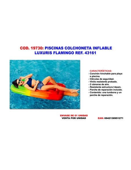 PISCINAS COLCHONETA INFLABLE POLO POP SICLE 185 X 89 Cm 43161
